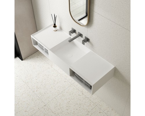 Раковина из искусственного камня Vincea VWB-6S212MW 1200x400x200 подвесная белый матовый