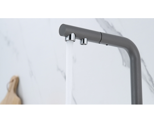 Смеситель для кухни Paulmark Serpentine Se213222-GRM Серый металлик