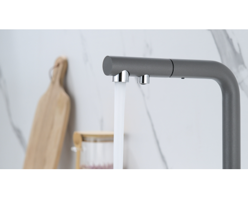 Смеситель для кухни Paulmark Serpentine Se213222-GRM Серый металлик