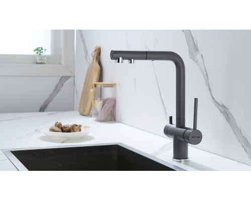 Смеситель для кухни Paulmark Serpentine Se213222-GRM Серый металлик