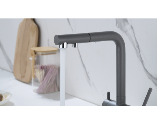 Смеситель для кухни Paulmark Serpentine Se213222-GRM Серый металлик