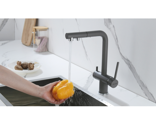 Смеситель для кухни Paulmark Serpentine Se213222-GRM Серый металлик