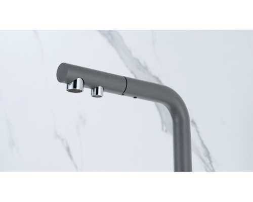 Смеситель для кухни Paulmark Serpentine Se213222-GRM Серый металлик