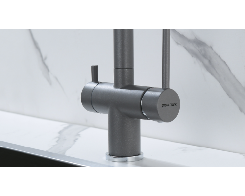 Смеситель для кухни Paulmark Serpentine Se213222-GRM Серый металлик