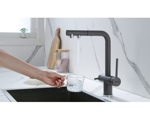 Смеситель для кухни Paulmark Serpentine Se213222-GRM Серый металлик