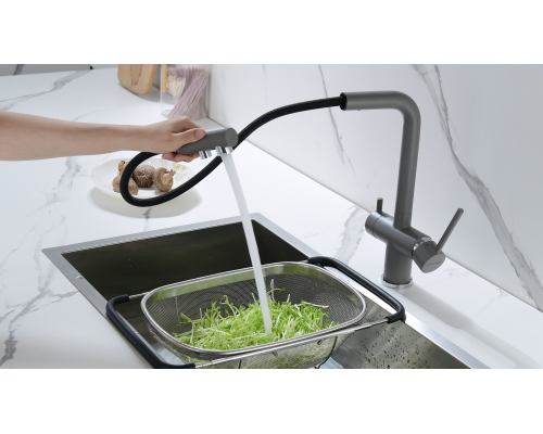 Смеситель для кухни Paulmark Serpentine Se213222-GRM Серый металлик