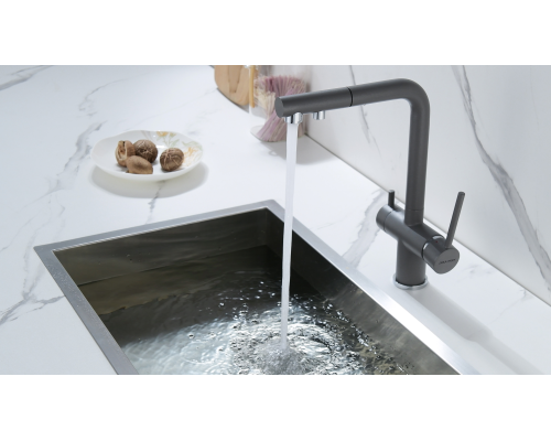 Смеситель для кухни Paulmark Serpentine Se213222-GRM Серый металлик