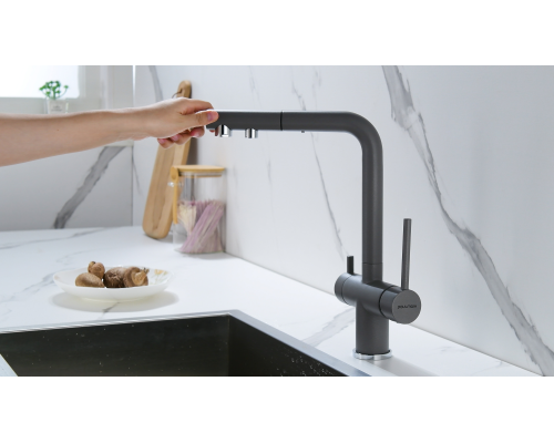 Смеситель для кухни Paulmark Serpentine Se213222-GRM Серый металлик