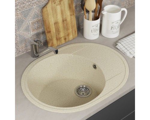 Кухонная мойка из искусственного камня Uperwood ECON UPD-107-002 овальная, бежевая матовая