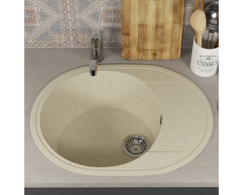 Кухонная мойка из искусственного камня Uperwood ECON UPD-107-002 овальная, бежевая матовая