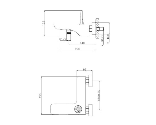 Смеситель для ванны Wonzon&Woghand SHARK, Хром WW-48B3101-CR