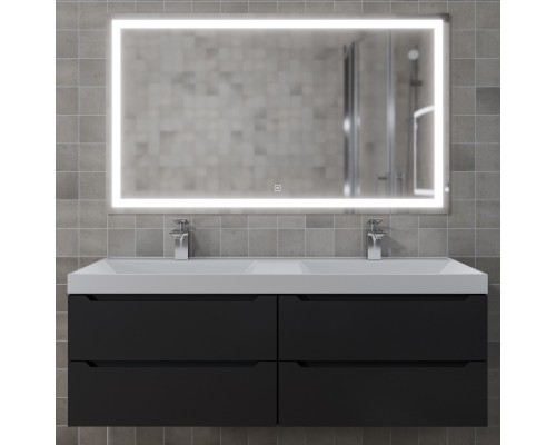 Тумба под двойную раковину подвесная Uperwood Tanos 120х45х50 см, черная матовая, 4 ящика