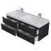 Тумба под двойную раковину подвесная Uperwood Tanos 120х45х50 см, черная матовая, 4 ящика