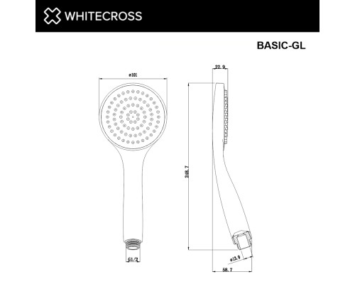 Душевая лейка 1 режим WHITECROSS BASIC-GL золото