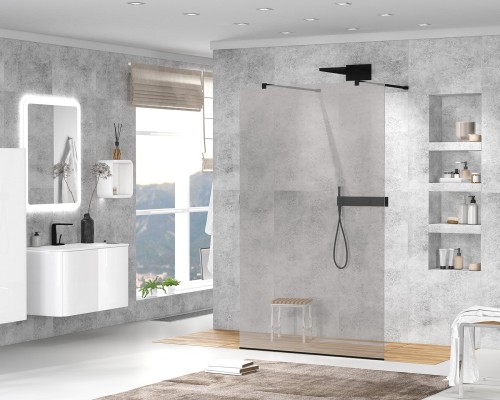 Душевая перегородка Cezares Liberta 80 LIBERTA-L-2-80-GR-NERO Черный матовый