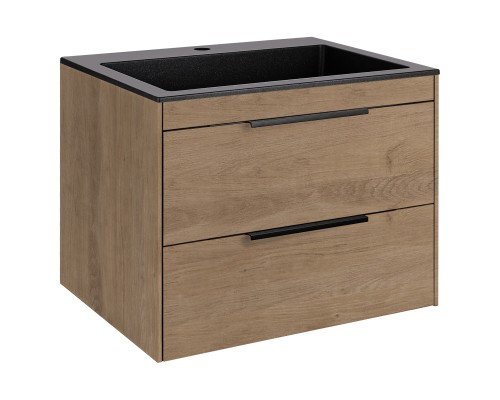 База под раковину Vincea Chiara 2D 600 подвесная 2 выкатных ящика Soft-close N.Oak