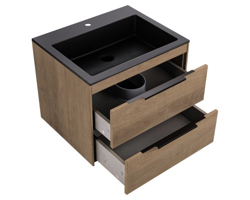 База под раковину Vincea Chiara 2D 600 подвесная 2 выкатных ящика Soft-close N.Oak