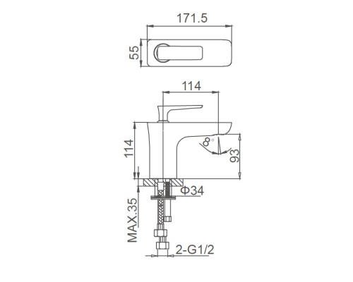 Смеситель для раковины Wonzon&Woghand SHARK, Хром WW-481101-CR