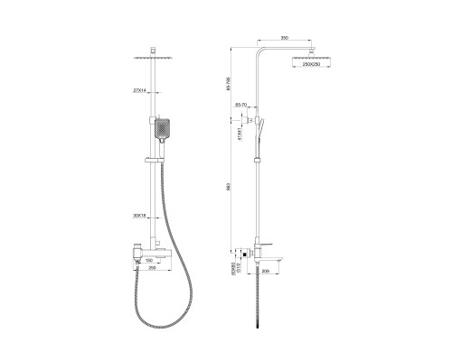 Душевая система Wonzon&Woghand, Черный матовый