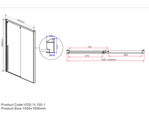 Душевая дверь Vincea Lugano VDS-1L150CLB-1 1500 черный стекло прозрачное