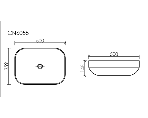Чаша накладная прямоугольная Ceramica Nova Element 50x36 Чёрный Матовый