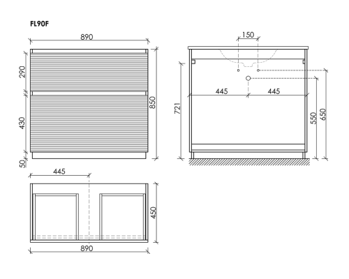 Тумба под раковину Напольная Sancos Folk Floor 89 FL90FGS Grey soft
