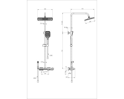 Душевая система с гигиеническим душем и термостатом Wonzon&Woghand, Брашированное золото