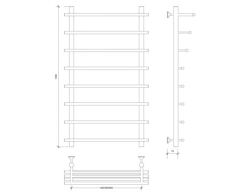 Полотенцесушитель латунный Secado Турин 6 100х40х50, водяной, бронза