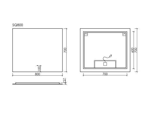 Зеркало SanCos Square 80 SQ800 с LED подсветкой