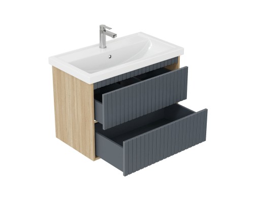 Тумба под раковину Onika Дайлер 80 подвесная белая/дуб сонома