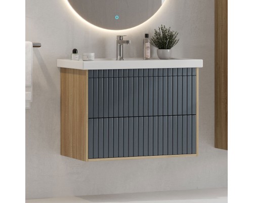 Тумба под раковину Onika Дайлер 80 подвесная белая/дуб сонома