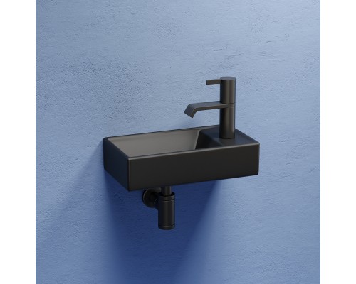 Рукомойник подвесной Ceramicanova черный матовый Element 407x217x100