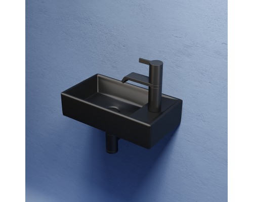 Рукомойник подвесной Ceramicanova черный матовый Element 407x217x100
