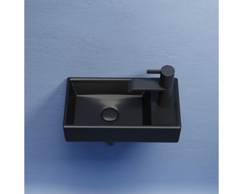 Рукомойник подвесной Ceramicanova черный матовый Element 407x217x100