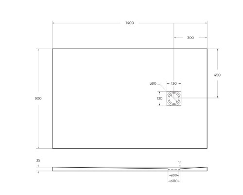 Душевой поддон из искусственного камня BelBagno Uno 140x90 TRAY-MR-UNO-AH-140/90-35-W-CR Белый