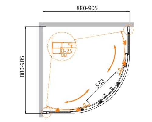 Дверь в проём Cezares MOLVENO-R-2-90-C-Cr-IV