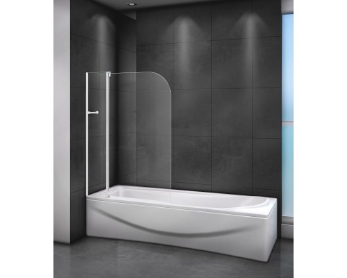 Шторка на ванну Cezares Relax 100 RELAX-V-11-100/140-C-Bi профиль Серый стекло прозрачное