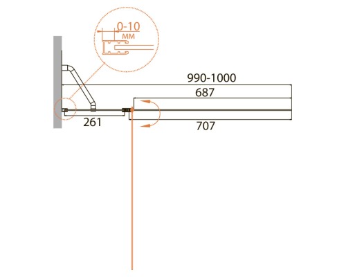 Шторка на ванну Cezares Relax 100 RELAX-V-11-100/140-C-Bi профиль Серый стекло прозрачное