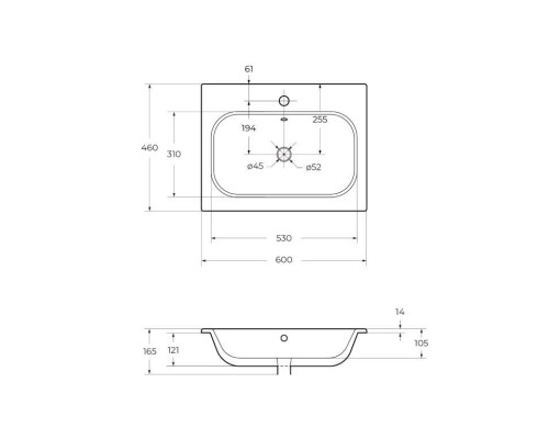 Раковина Cezares Duet 60 CZR-NAT-60-LVB Белая