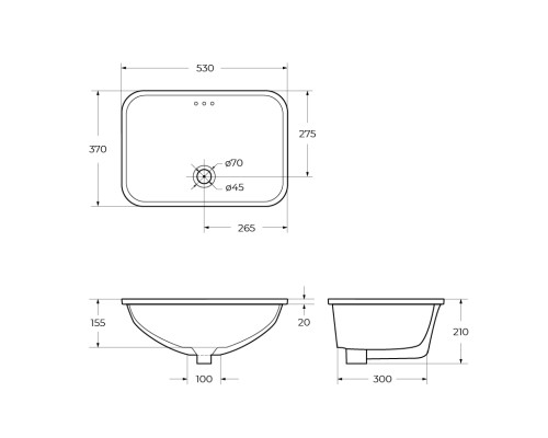 Раковина BelBagno 53 BB1006 Белая