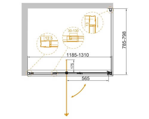 Душевой уголок Cezares VARIANTE-AH-1-120/130-80-C-Cr