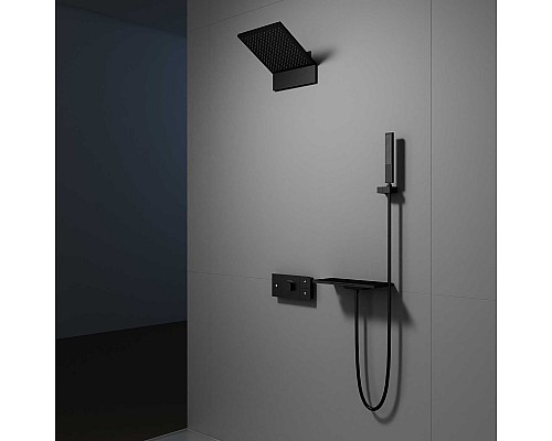 Душевой комплект Vincea Futura VSFW-2F11TMB термостатический встраиваемый черный Душевой комплект Vincea Futura VSFW-2F11TMB термостатический встраиваемый черный