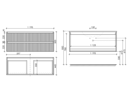 Тумба под раковину Sancos SNOB R 120x50 Beige Soft