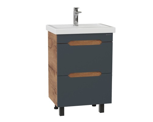 Тумба под раковину Onika Айленд 50 напольная, графит/дуб крафт золотой