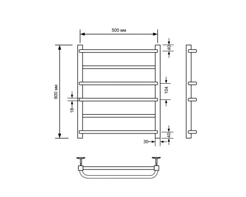 Полотенцесушитель водяной Comfysan Puro-K W-6 60/50, черный