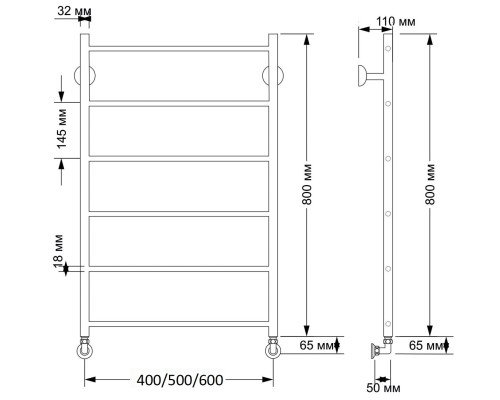 Полотенцесушитель латунный Secado Триада 1 40х80, водяной, бронза
