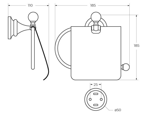 Держатель для туалетной бумаги Cezares OLIMP-TRH-02-M