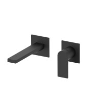 Встраиваемый в стену AQG Alpha, однорычажный смеситель для раковины, черный матовый