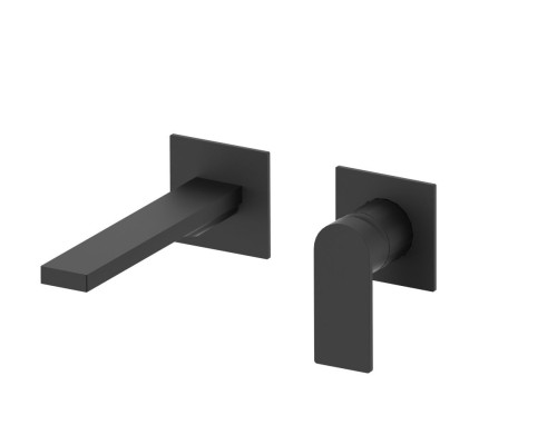 Встраиваемый в стену AQG Alpha, однорычажный смеситель для раковины, черный матовый