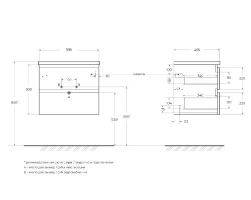 Тумба под раковину BelBagno ALBANO-600-2C-SO-BL подвесная Bianco Lucido